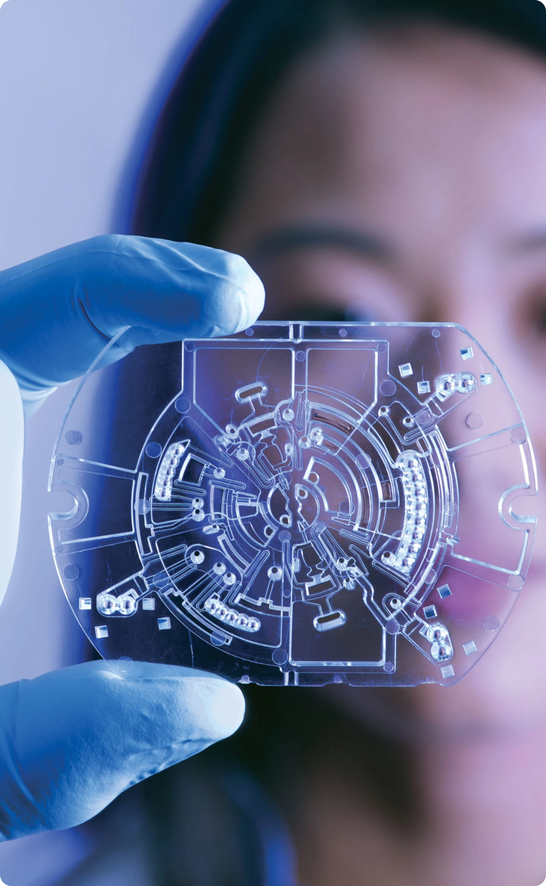 Image of person holding a Microfluidic Product